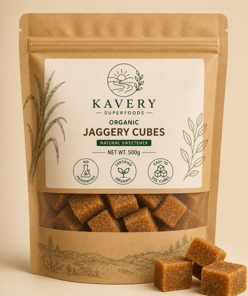 Kavery Superfoods Organic Jaggery Cubes | Chemical-Free Traditional Sweetener | 500g